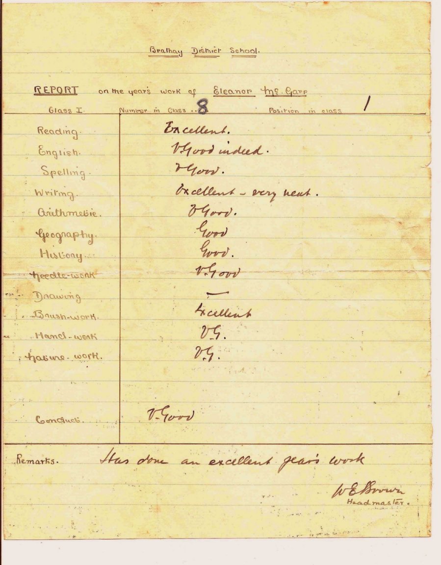 Eleanor's School Report.